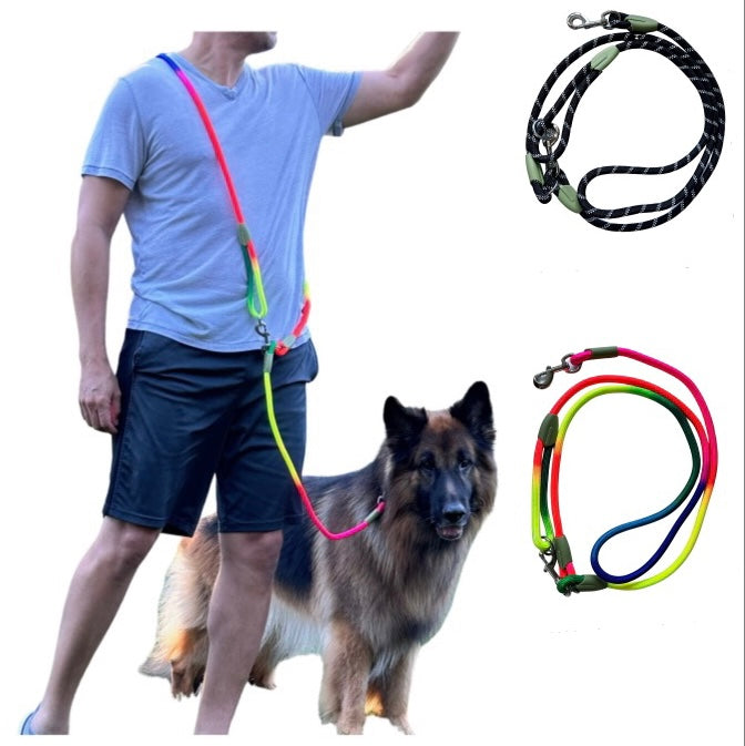 Multi-Colored Reflective Hands-Free Dog Leash